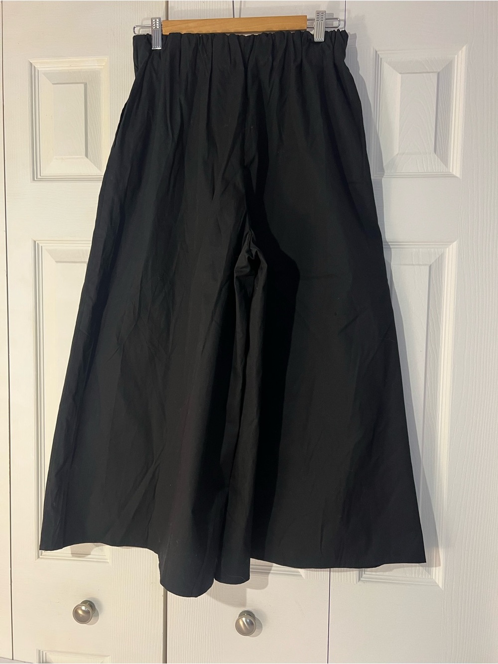 ZARA Cotton Poplin Wide-Leg Cropped Pull-On Culotte Pants in Black S NWT - Picture 5 of 9
